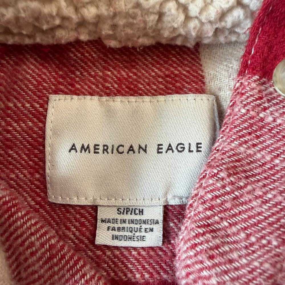 Lot of 2 American Eagle Plaid Oversized Flannel Hoodie Button Up Shirt Sz XS/S - Picture 8 of 9